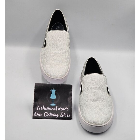 Michael Kors  Women's White/Grey Keaton Slip-On Sneakers Size 10M 2961 - Picture 3 of 16